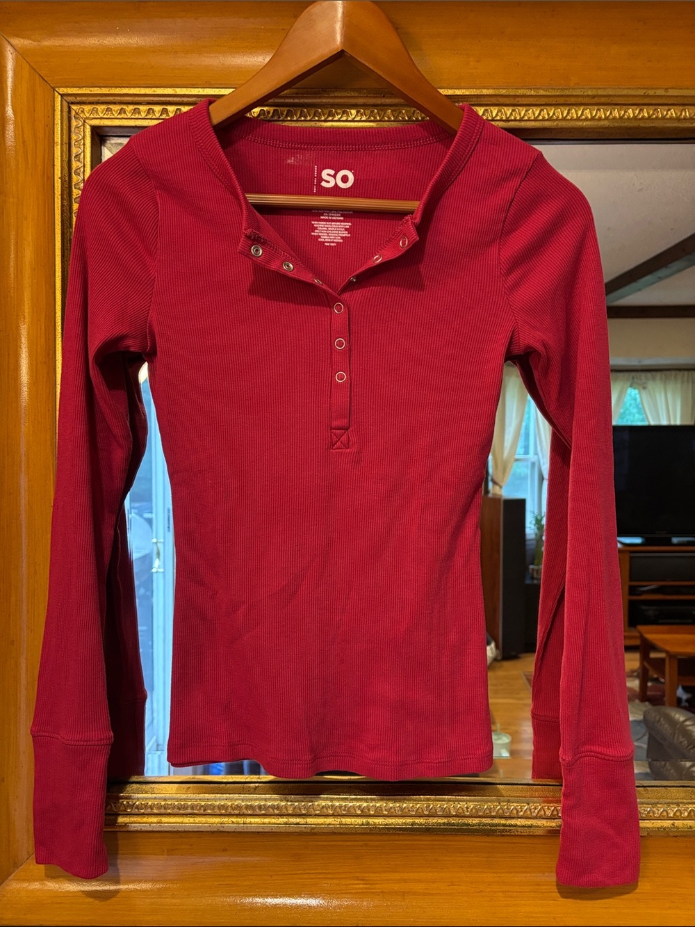 SO Hot Pink Ribbed Long Sleeve Top - Size XS